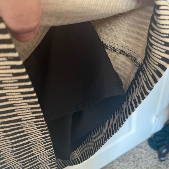 Loft double v neck color block dress BLACK TAN textured size 2 - Picture 5 of 7